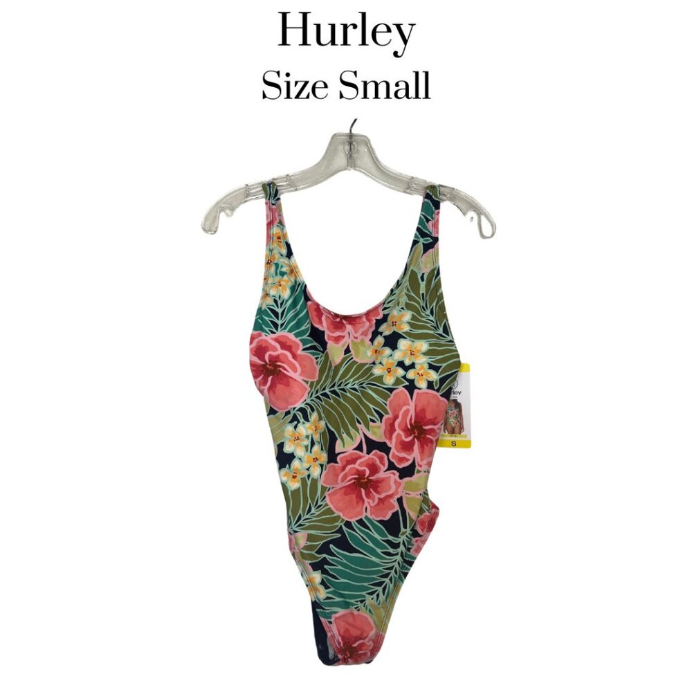 NWT Hurley women one piece swimsuit padded bra adjustable straps UPF 50+  Small